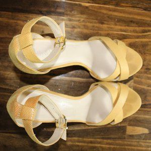 Kelly and Katie Size 9 Yellow Ankle Strap Heels
